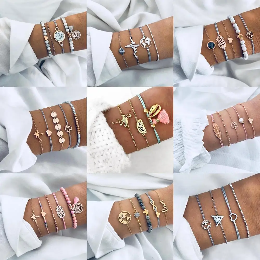 

21 Styles Handmade Simple Bracelet Mini tassel Bracelets Shell Scallop 2019 New Korean Pop Fashion Wedding Jewelry Suit Gift