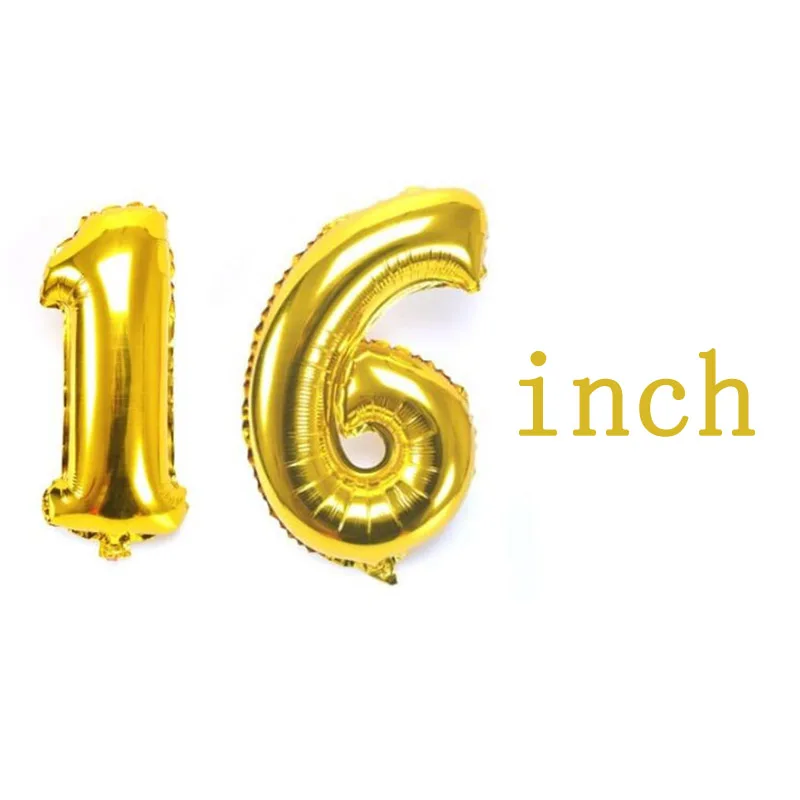 16 дюймов рисунок цифра номер фольга шары золото с днем рождения Свадебные Рождество украшения поставки
