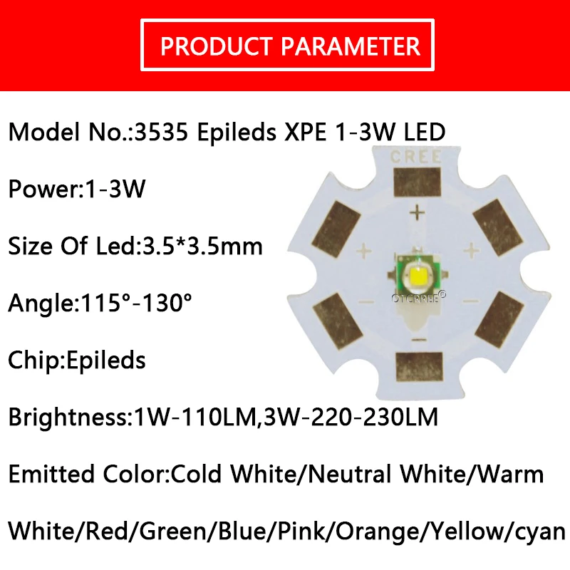 1-100 шт. 3535 SMD 1 Вт-3 Вт светодиодный Диод Замена CREE светодиодный XPE XPG R3 белый теплый белый 3000 К 6500 к красный нм с печатной платой 16 мм 20 мм