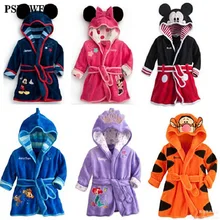 Children Pajamas Bathrobe baby boy / girl dressing gown flannel nightgown kids winter sleepwear hooded robe Cartoon Minnie tiger