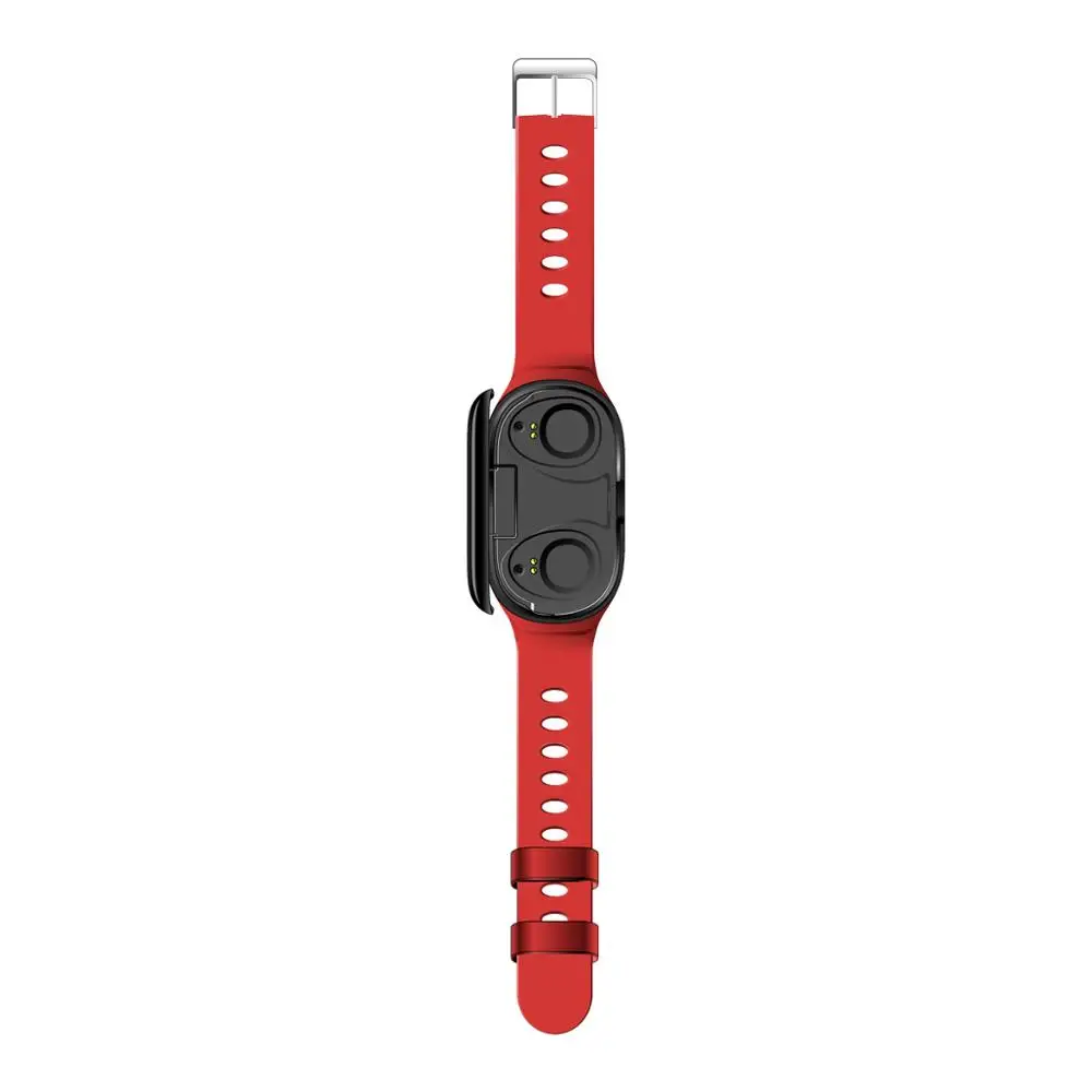 Red Femperna Bluetooth наушники Bluetooth 5,0 беспроводные наушники TWS с фитнес-браслетом монитор сердечного ритма умные часы - Цвет: Red