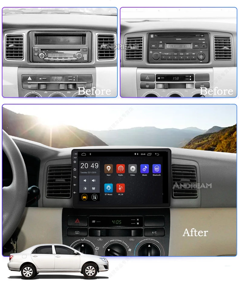 Автомобильный мультимедийный плеер для Toyota Corolla головное устройство 9 дюймов ips экран Android 8,1 навигация EX 2004-2013 поддержка wifi 2+ 16G