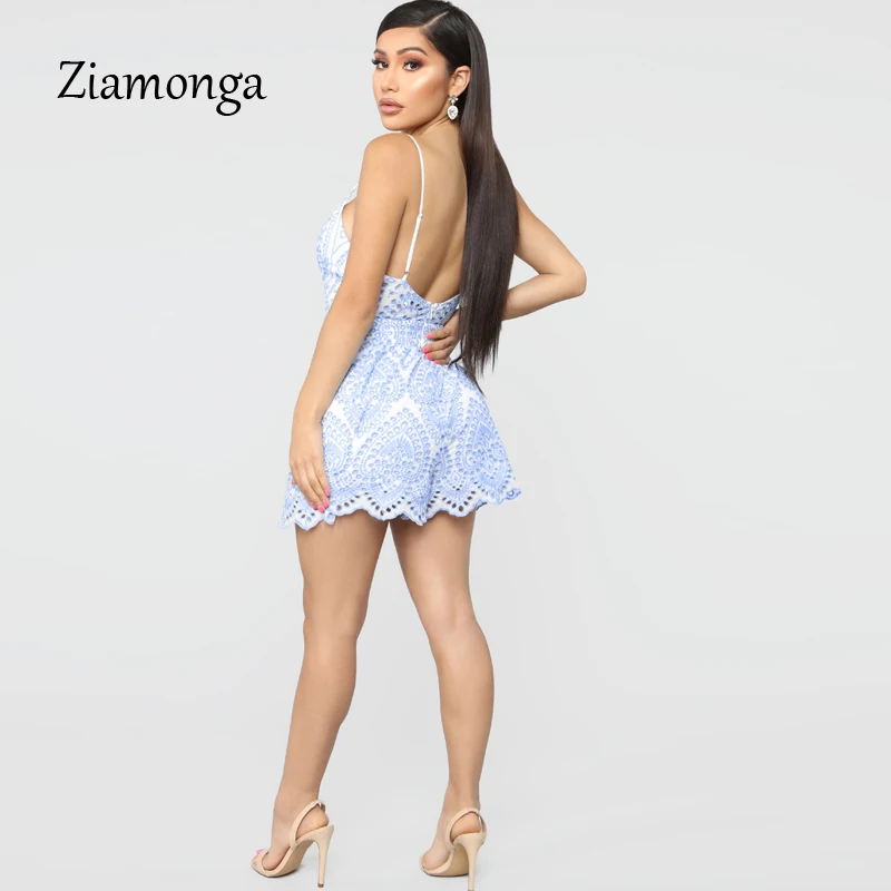 Ziamonga, летний женский комбинезон, Boho, ресницы, кружевной комбинезон, спагетти ремень, открытая спина, комбинезоны, женский комбинезон, Combinaison, короткий, Femme