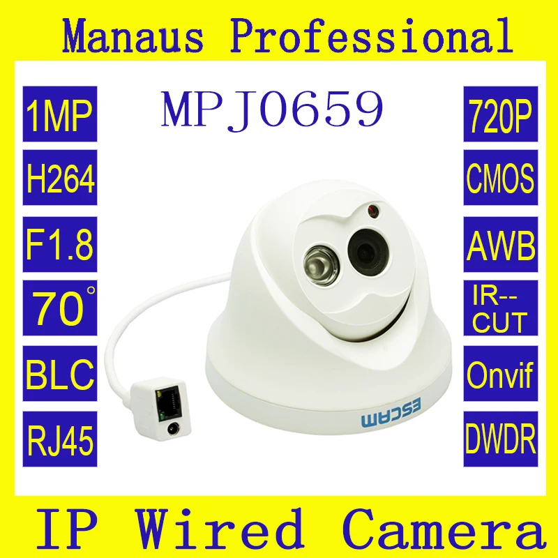 

1/4" 1.0 Megapixels progressive scan CMOS IR Cut Dome Camera ESCAM Owl QD100 video surveillance HD720P P2P Cloud IP Camera J0659