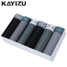 KAYIZU 6 шт./лот, мужское нижнее белье, мягкие хлопковые боксеры, шорты, мужские трусы, однотонные мужские трусы, Cuecas, боксеры, мужское нижнее белье, много