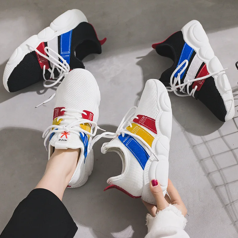 

2019 autumn new fashion simple color matching wild casual shoes women mesh breathable comfortable flat shoes