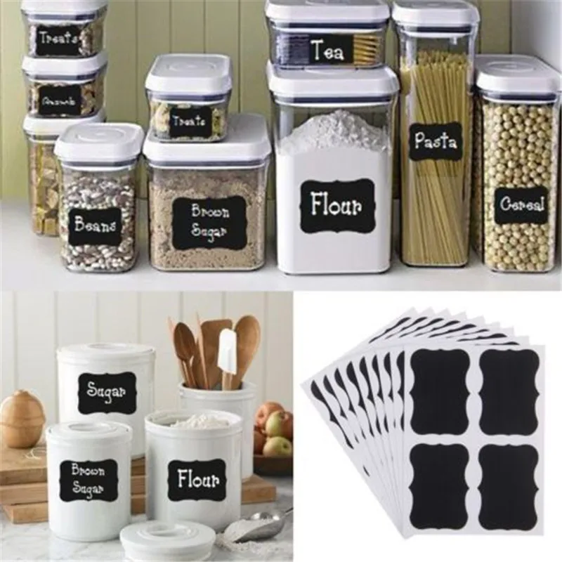 

36pcs/set Chalkboard Blackboard Chalk Board Stickers Decals Craft Kitchen Jar Labels Wall Stickers Black