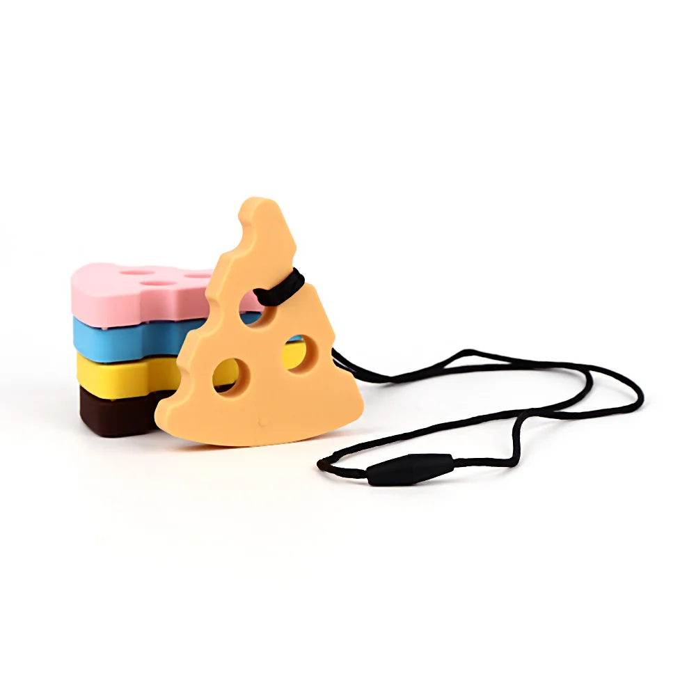 

TYRY.HU 1pc Cheese Baby Teether Silicone Teething Beads Pendant DIY Pacifier Chian Necklace Toy Food Grade Silicone