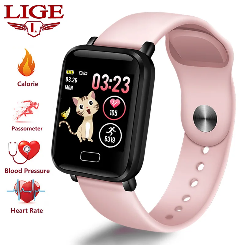 LIGE Men Smart watch Women Fitness Tracker Smart Wristband Heart Rate Blood Pressure Monitor Multi-functional Sport Smartwatch