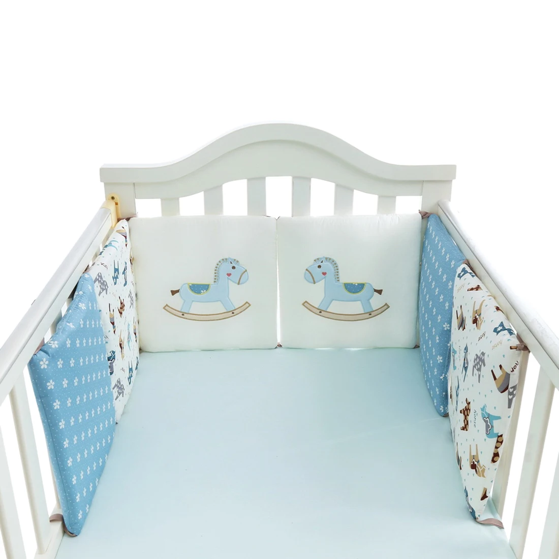 

Hot 6Pcs 30 X 30cm Comfortable Cartoon Infant Baby Bed Bumper Crib Combination Backrest Cushion Bed Around Protection 3 Colors