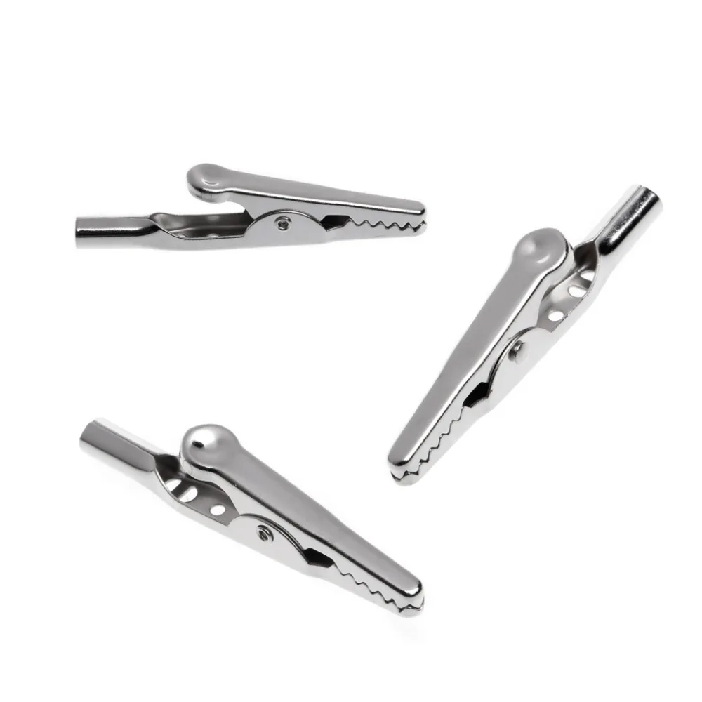 

100 Pcs Electric Test Crocodile Alligator Clips Clamps Silver Tone 50mm Connectors Terminals