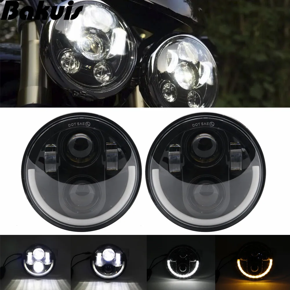 5-3/4 5,75 дюймов светодиодный проектор с halo дальнего света мотоциклы фары для улицы Боб ночной стержень налобный фонарь