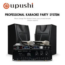 Oupushi Professional Big Wooden Speaker For Home Theater Karaoke Stage Background Music With Handheld Microphone