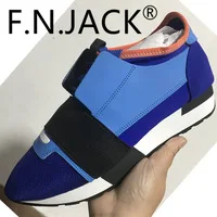 FNJACK Multi Material Race Runner Sneakers Women's Shoes Genuine Suede Leather Mesh Italian Design Trainers