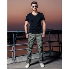 Мужские брюки s повседневные брюки Модные мужские железно-серые винтажные брюки в стиле милитари плюс размер брюки с большим количеством карманов хлопковые брюки