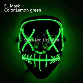 

2020 Cool Glowing Mask EL Wire Flashing Mask Event Party Favors and Gifts Make up party glow mask with Steady on Inverter