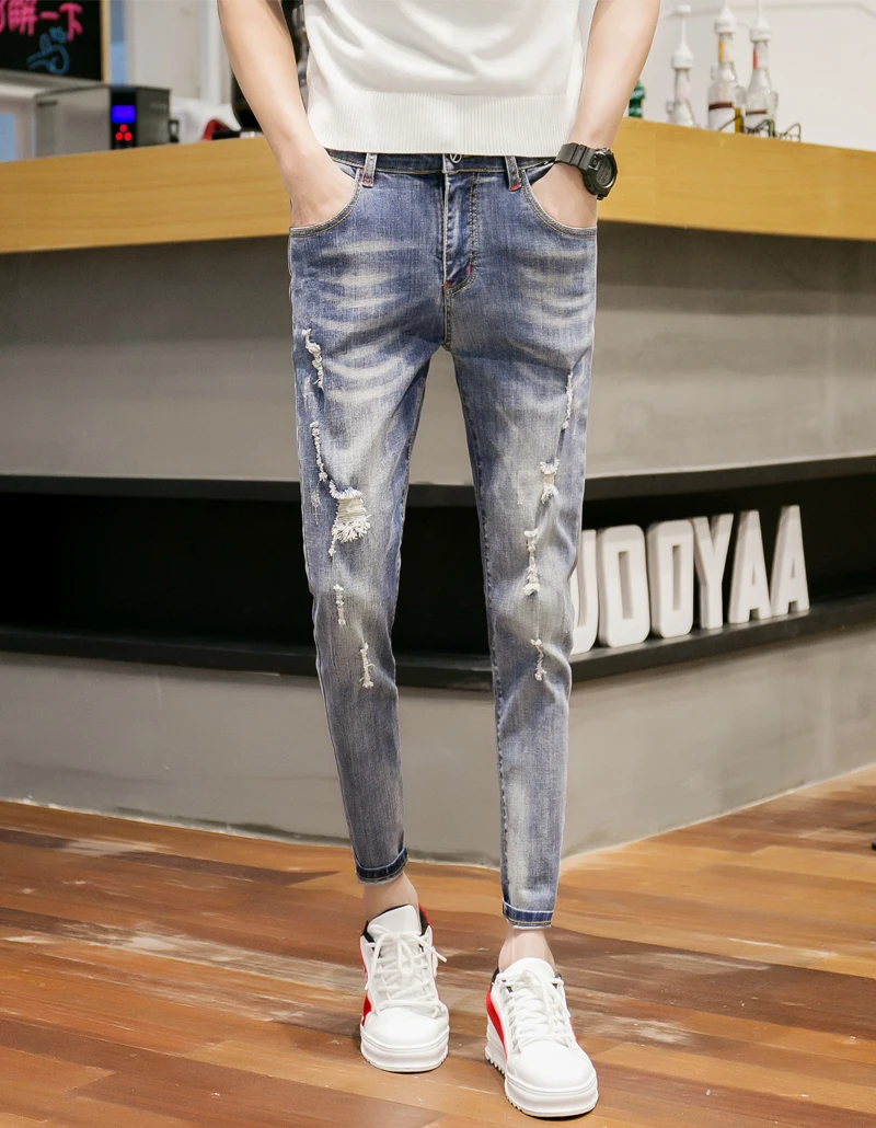 Новинка 2019 года Весна и лето мода Корейская версия пара девять очков Slim Fit повседневные джинсы хип хоп Уличная Best