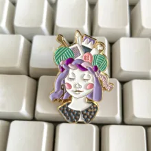 Конфеты цветные бусины девушка плетеные шарики ножницы для ленты мерить ручка с кнопками Эмаль Булавка мультфильм ручной работы брошь знач...(China)