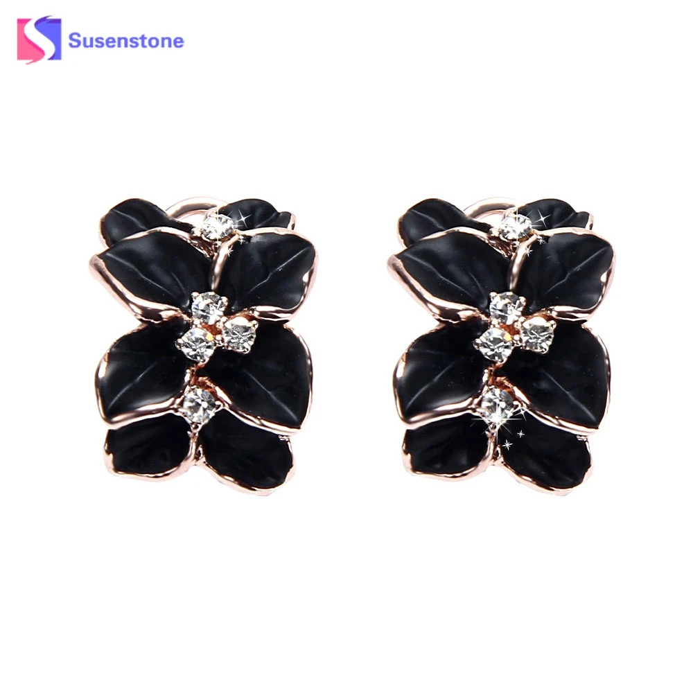 

susenstone 2018 New Arrival Luxury Women Floral Wedding Party EarringsJewelry Lady Crown Ear Stud Jewelry Freeshipping#0412