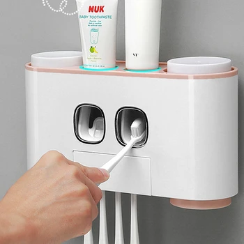 

Toothbrush Holder Automatic Toothpaste Dispenser Toothpaste Squeezers Washing Set Cup Wall Mounted Bathroom Accessories Bath Kit
