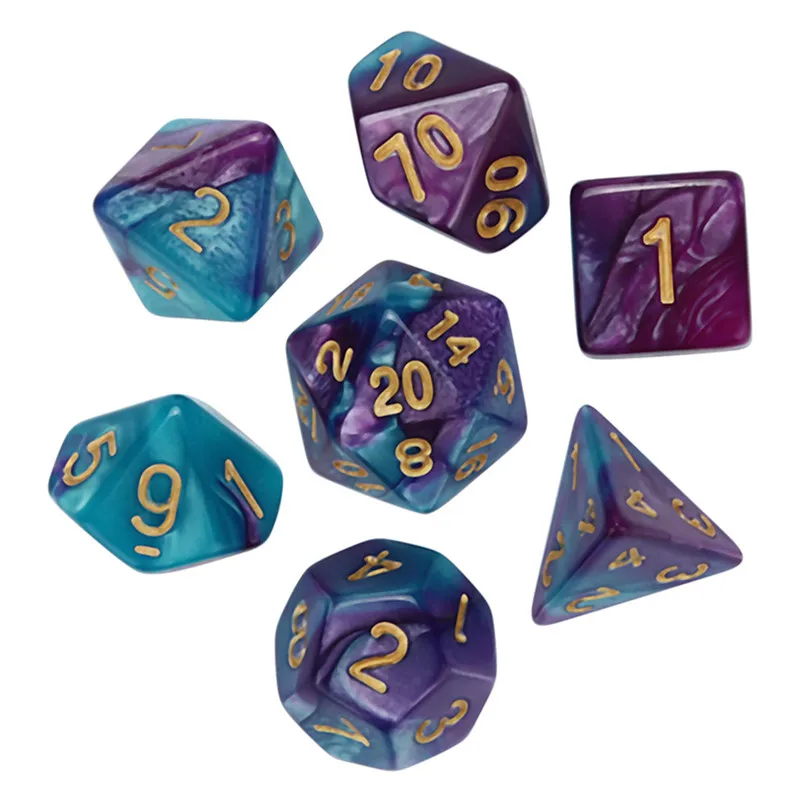 7Pcs Digital Dice Game Dungeons & Dragons Polyhedral D4-D20 Multi Sided Acrylic Dice For Young People Party Entertainment #2N22 (6)
