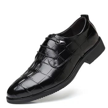 

Hot 2020 Big Size Men's Crocodile Genuine Leather Shoes British Mens Exaggerated Geometry Business Shoes Fashion Large Men Shoes