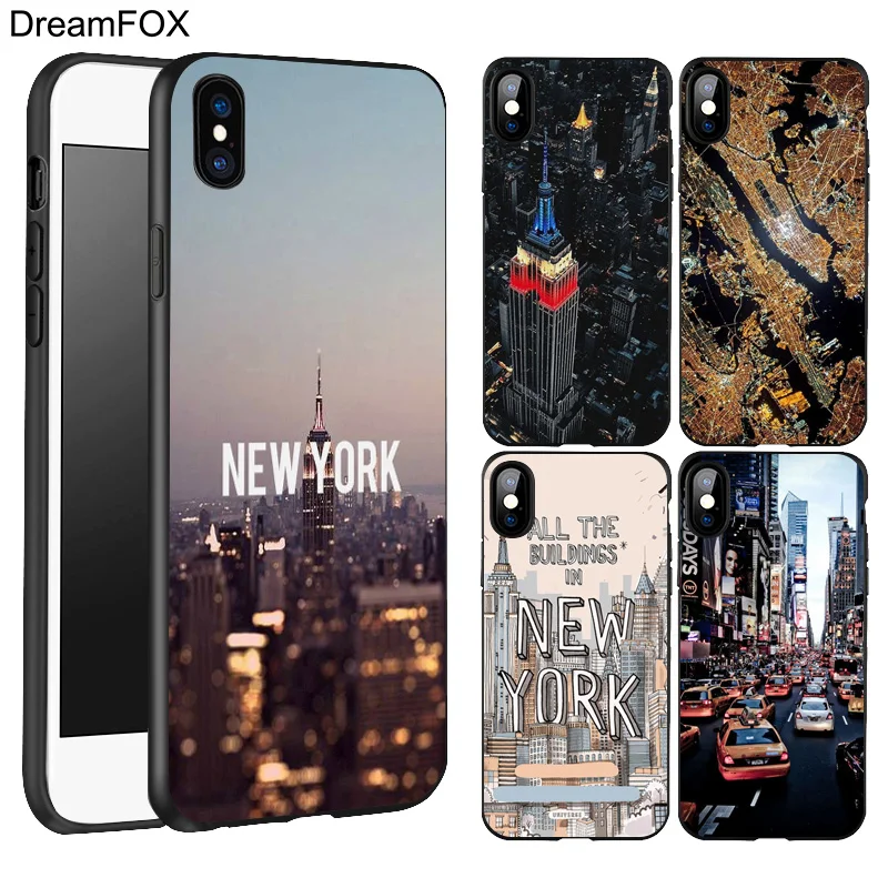 DREAMFOX L214 Нью-Йорк Сити Черный Мягкий ТПУ силиконовый чехол для Apple iPhone 11 Pro XR XS Max X 8 7