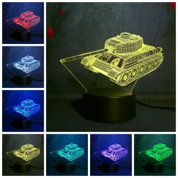 

Free Shipping Cool Tank 3D 7 Color Change Led Light Remote Boy Child Birthday Gift Toy Christmas DecorTable Lamp Party light