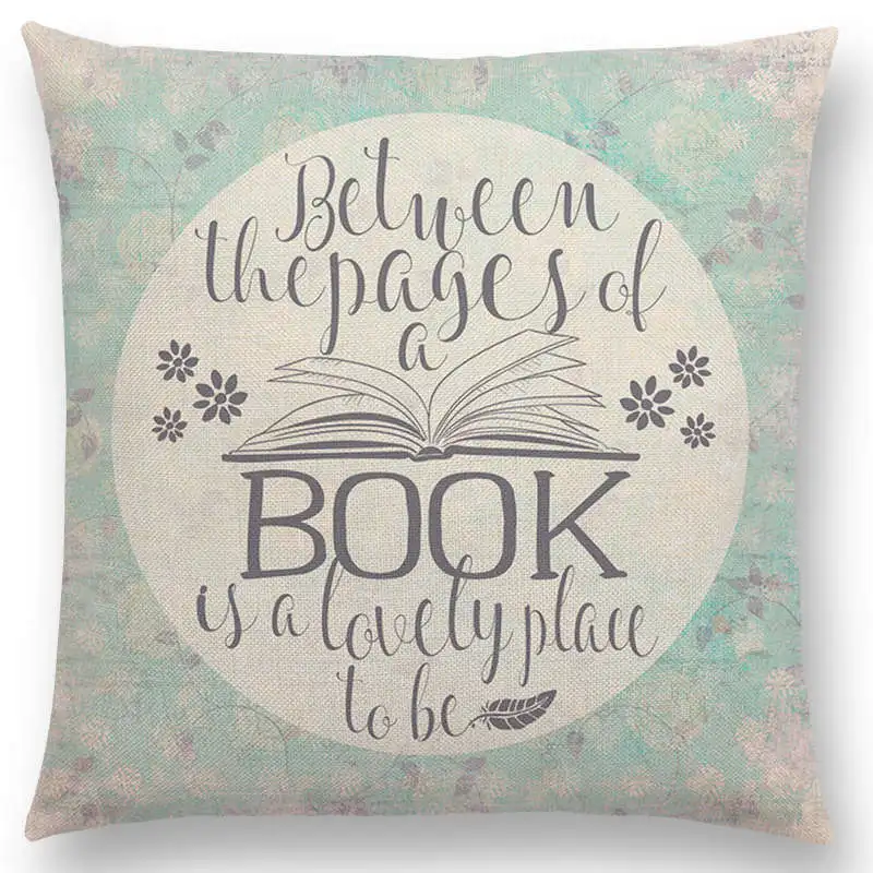 Pillow Series Sofa Letters Cushion Case Books Read Decorative Cover Study Time 