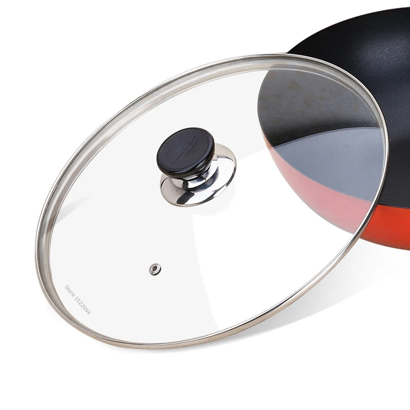 

Diameter 30CM Cookware Glass Lid Tempered Wok Lid Pyrex Glass Round Chef Pan Lid with Knob 12 Inches Lid