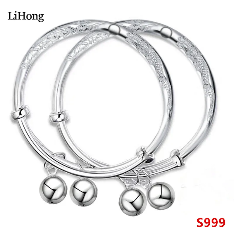 High Jewelry 100% Silver 999 Silver Family Baby Bangle Girl Boy Gift Child Silver Bracelet the silver boy
