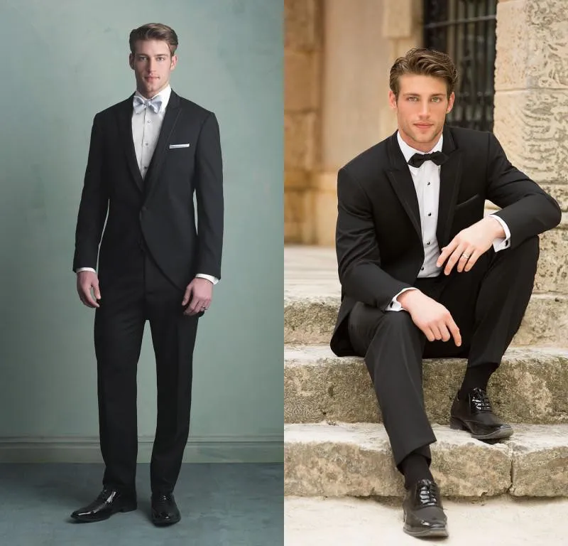 Одна кнопка черный костюмы (JacketPantBowtie) Высокое качество Модный деловой костюм Homme Terno максимумом нагрудные куртка мужской костюм из 3