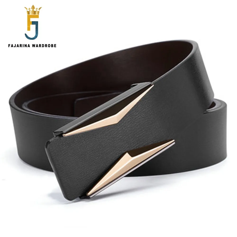 

FAJARINA Quality Casual Male Second Layer Cowskin Mens Belt Genuine Leather Smooth Buckle Metal Waist Belts for Men Cow LUFJ487