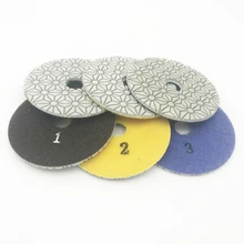 Diamond wet Polishing Pads 4 inch 3 STEP Set quartz Granite Stone Concrete girt at 1# 2# 3# 
