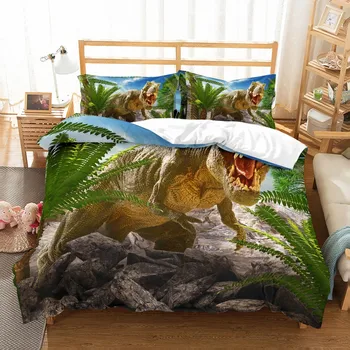 

3D Printing Dinosaur Bedding Set Duvet Cover Pillowcases QH77 Bedclothes Vintage Home Textiles 3 pcs Twin Full Queen King Size