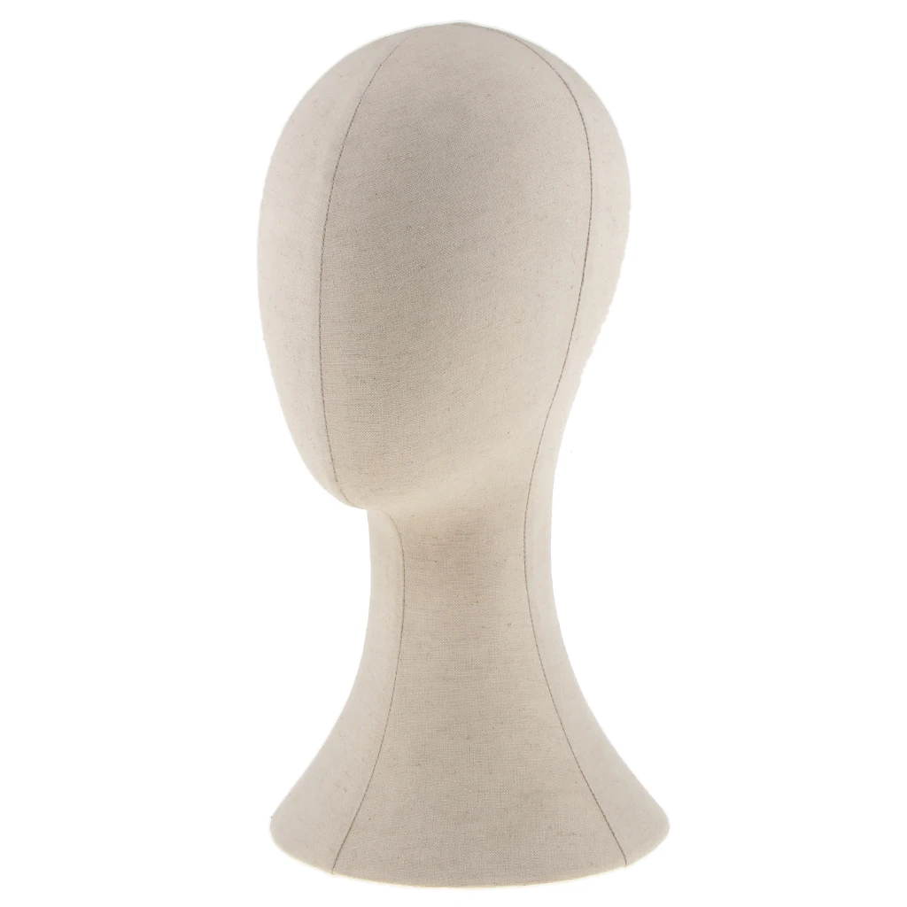 

22' Canvas Block Mannequin Head Wig Hat Making Glasses Holder Display Beige