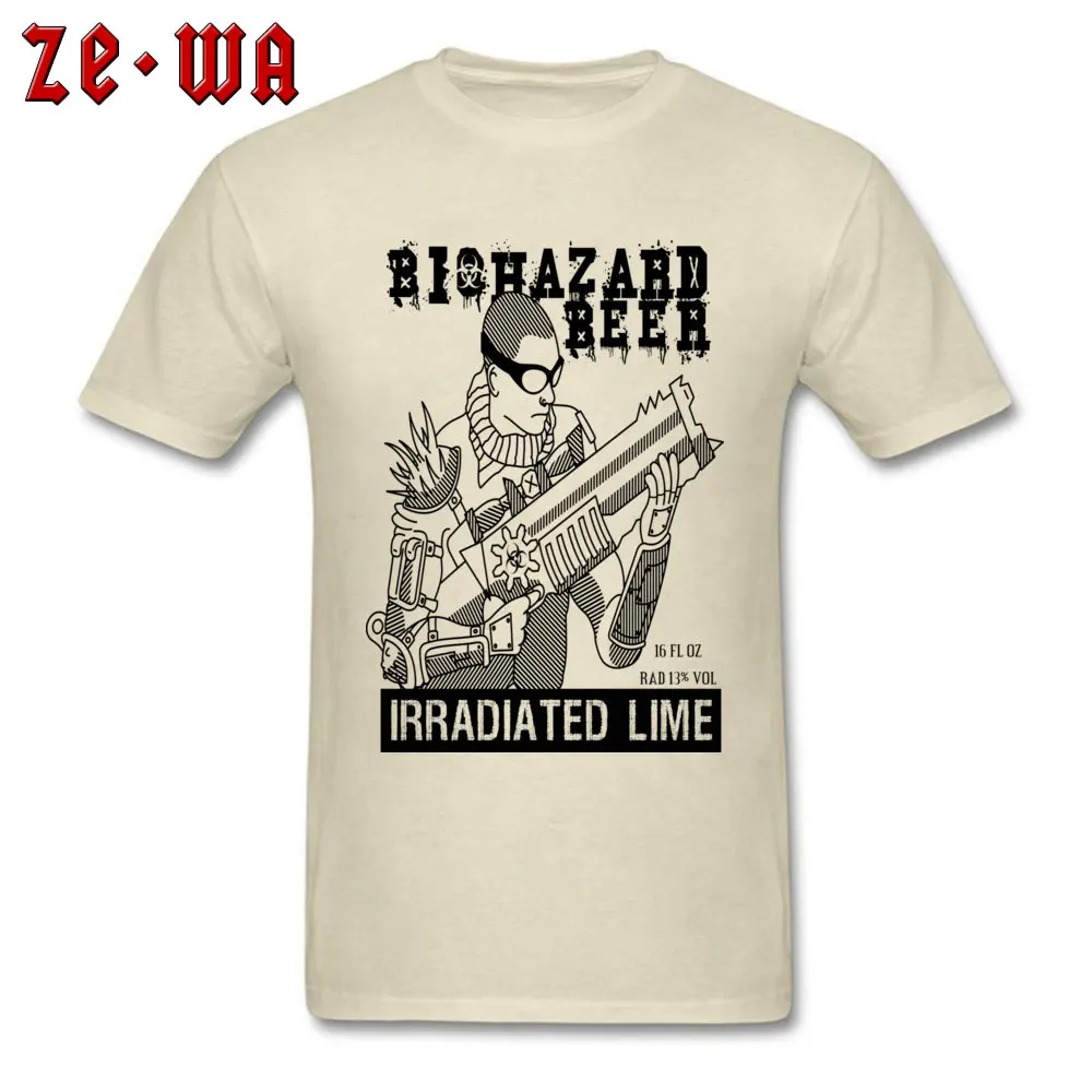Biohazard Beer Top T-shirts Short Sleeve Leisure Dominant Men Summer/Fall Tops Shirts Leisure Tops Shirts Round Neck 100% Cotton Biohazard Beer beige