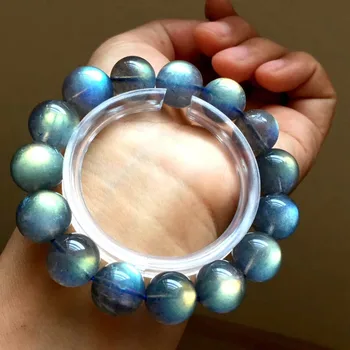 

Free shipping Natural Treatment Moonstone Blue Light Crystal Beads Madam Gift Bracelet 7.6mm