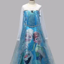 Платье принцессы Эльзы и Анны с принтом «Холодное сердце» для девочек; детская праздничная одежда; Vestidos; Летнее Детское платье для косплея Рапунцель; новое платье