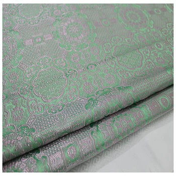

HLQON brocade yarn dyed green pink fabric patchwork felt tissue telas bed sheet cheongsam dress children coat cloth 75cm width
