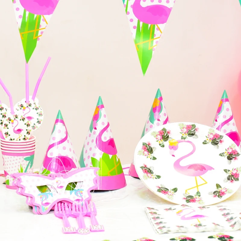 Flamingo Theme Party Disposable Tableware Paper Plates Cups Wedding