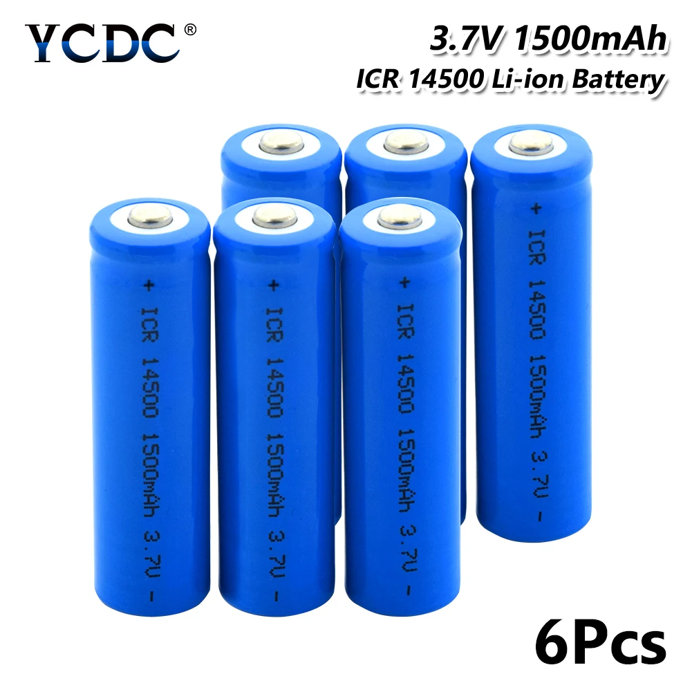 1/2/4/6/8/10x синий ICR 14500 1500 мАч перезаряжаемые батареи 3,7 в вольт 14500 литий-ионный аккумулятор длительный срок службы с Чехол - Цвет: 6 pieces