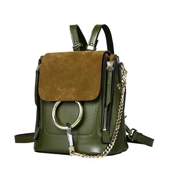 

Genuine Leather Small Backpack for Women Fashion Design Ladies Bag Multi Function Metal Circle Female Shoulder Bag Real Cowhide