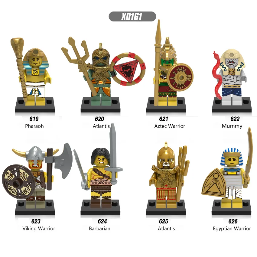 

Pharaoh Atlantis Mummy Viking Warrior Barbarian Aztec Egyptian Warrior Building Blocks Figure Toys gifts Compatible Legoed X0161