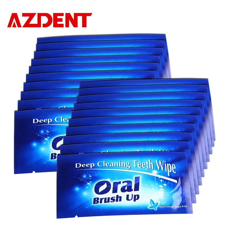 AZDENT 100 Pieces/Lot Oral Brush Up Teeth Wipe Finger