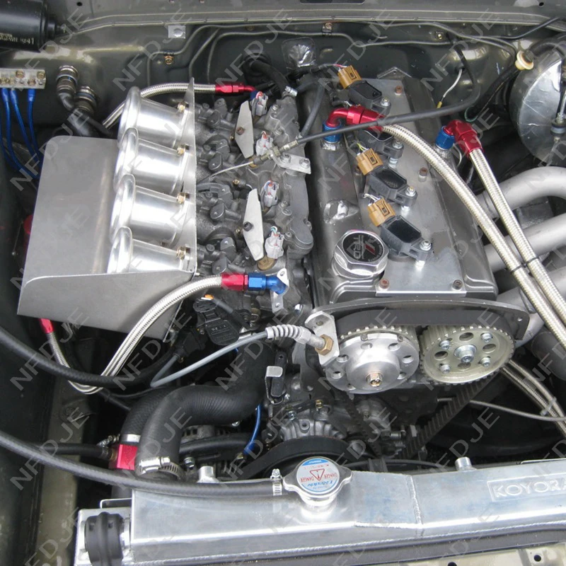 Cena Dla AE86 dla Corolla GTS prędkość stosu 20V 4AG ITB ITBs trąbka pneumatyczna lejek srebrny EK #