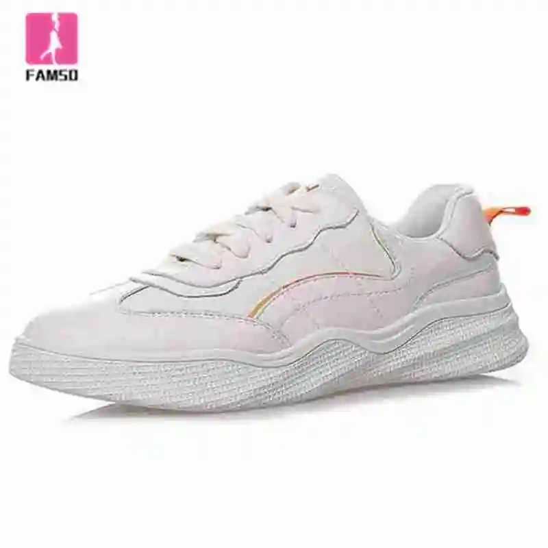 

FAMSO 2019 New Arrival Women Fashion Shoes Sneakers White Mixed Color Lace-up Lady Outside Walking Sneakers Platforms Dad Shoes