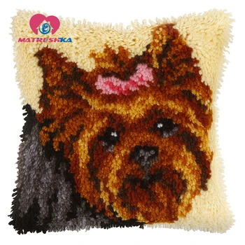 

puppy pillow embroidery latch hook rugs carpet embroidery pillow cross stitch needlework button package do it yourself home deco