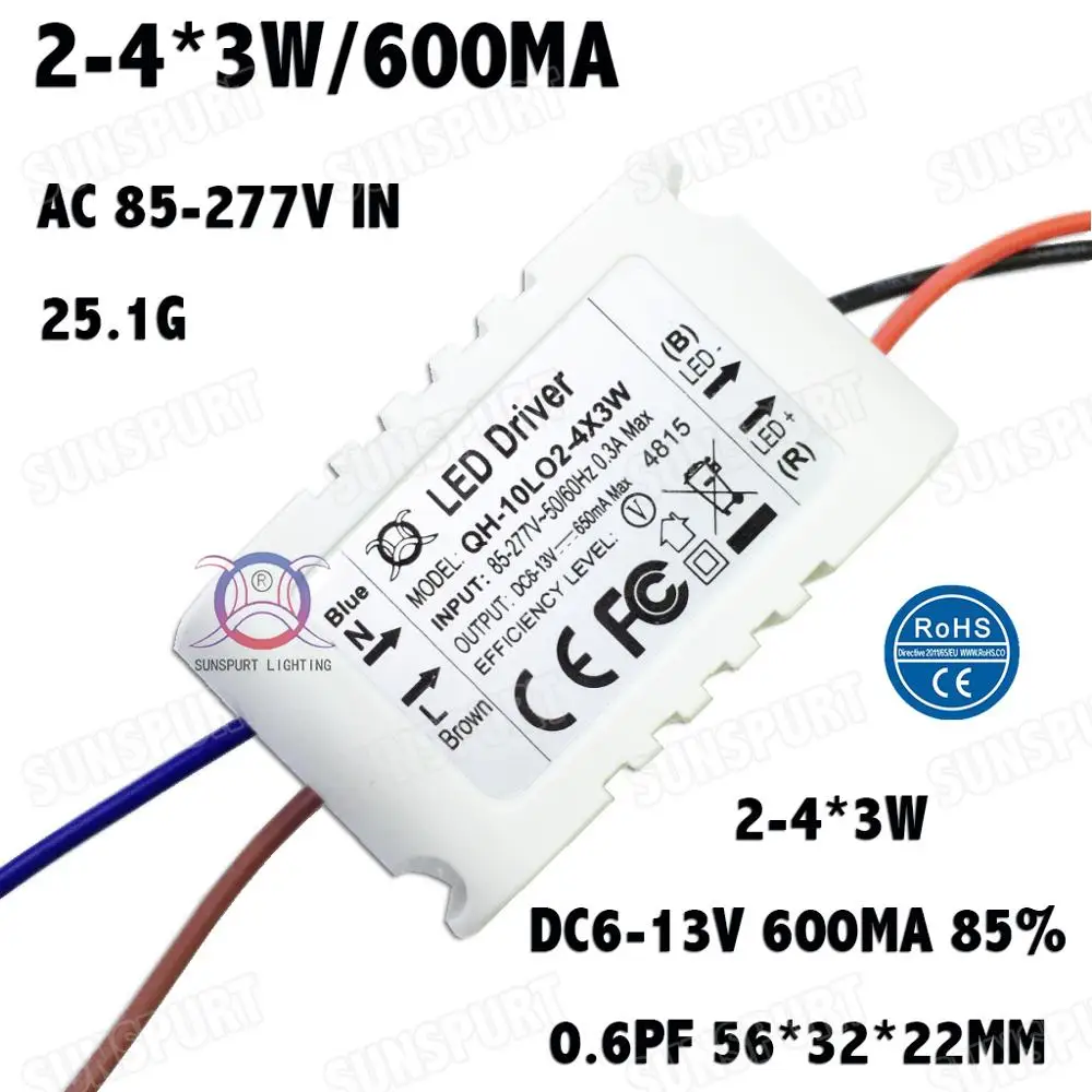 Высокий PFC 2-60 Вт AC85-277V светодиодный драйвер 1-30Cx3W 600мА DC2-105V постоянный ток внутри внешний водонепроницаемый 9 Вт 18 Вт 60 Вт