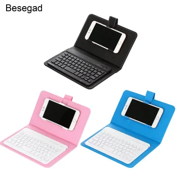 

Besegad PU Leather Bluetooth Wireless Keyboard Case Phone Tablet Protective Cover for iPhone 7 8 X 10 iPad Huawei Xiaomi Samsung